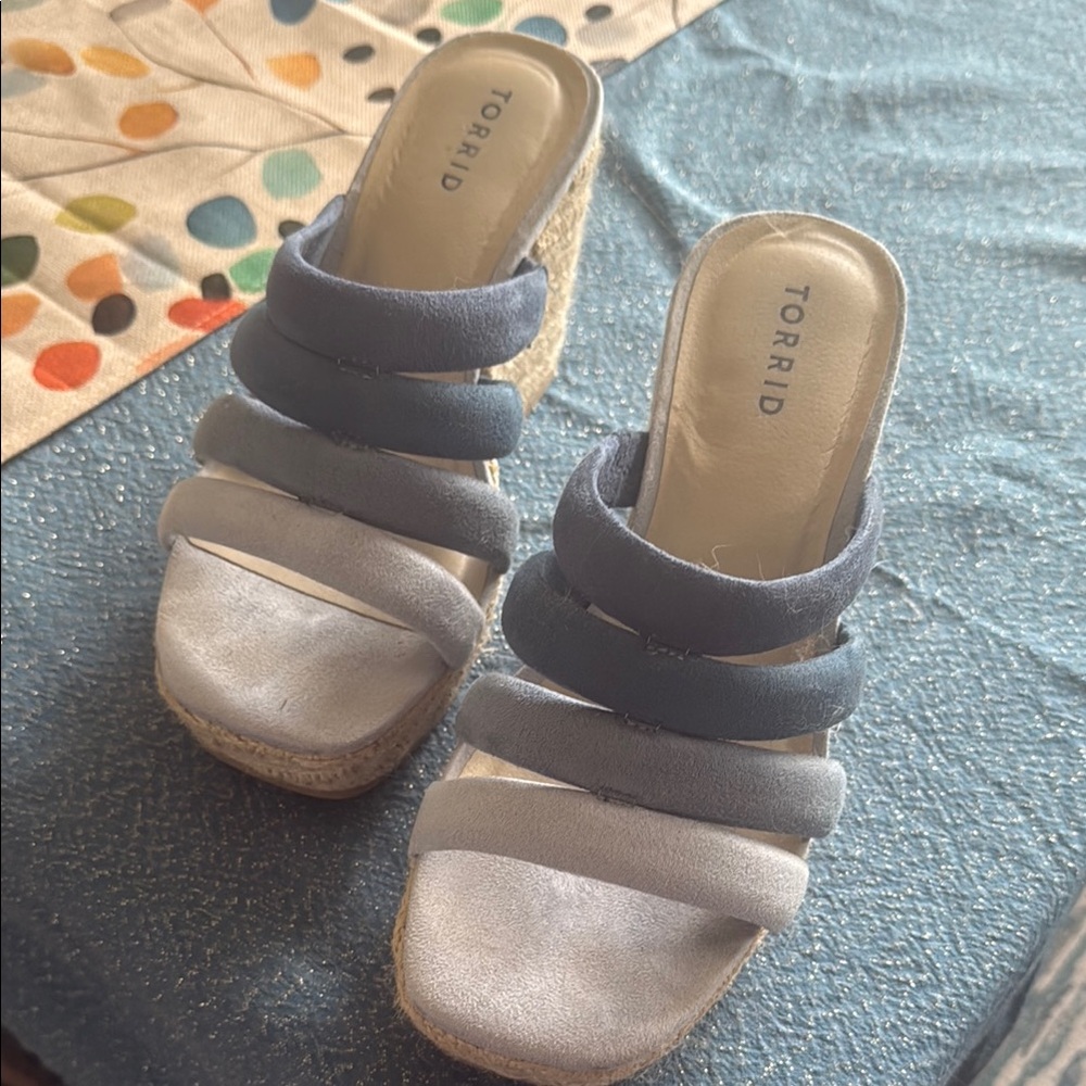Torrid Blue Wedge Shoes with Gradient Straps